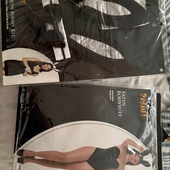 Spirit Black Satin Costume Set with Bunny Ears - Picture 1 of 1